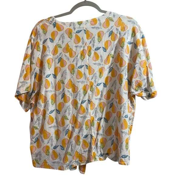 Women's Linen Blend Fruit Pear Print Shirt Size M - Picture 2 of 4